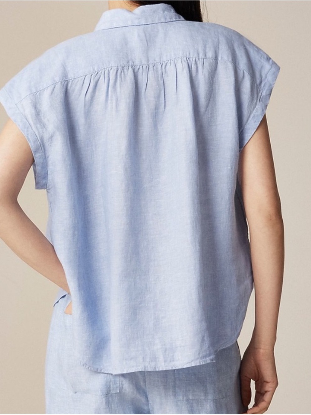 J. Crew Light Blue Women’s Short-Sleeve Button Popover - Picture 2 of 4